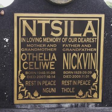 NTSILA Nickvin 1929-2009 &amp; Othelia Celiwe 1940-2007