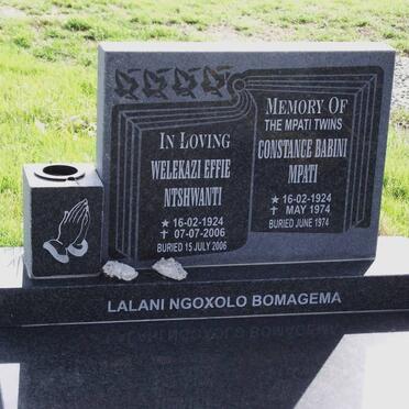 NTSHWANTI Welekazi Effie 1924-2006 :: MPATI Constance Babini 1924-1974