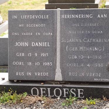 OELOFSE John Daniel 1915-1985 &amp; Susanna Catharina HENNING 1916-1988