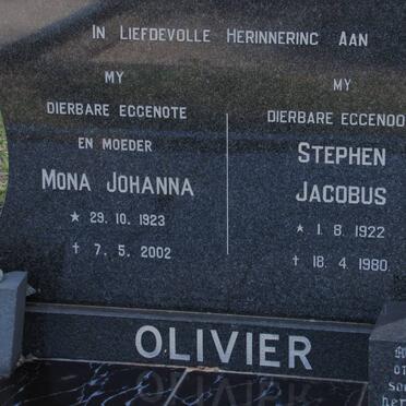 OLIVIER Stephen Jacobus 1922-1980 &amp; Mona Johanna 1923-2002