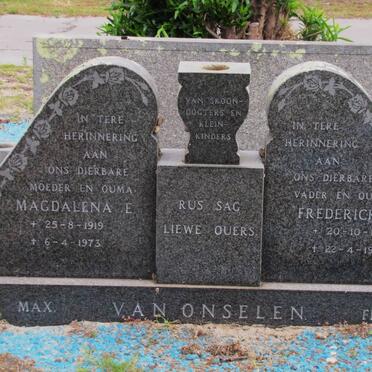 ONSELEN Frederick J., van 1915-1973 &amp; Magdalena E. 1919-1973