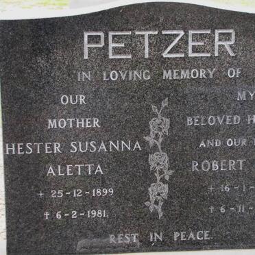 PETZER Hester Susanna Aletta 1899-1981 &amp; Robert Peter 1900-1974