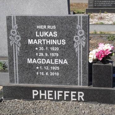 PHEIFFER Lukas Marthinus 1920-1979 &amp; Magdalena 1925-2010