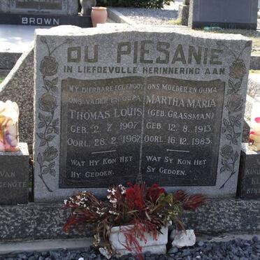 PIESANIE Thomas Louis, du 1907-1967 &amp; Martha Maria GRASSMAN 1913-1983