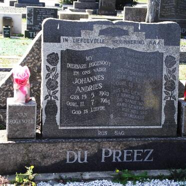 PREEZ Johannes Andries, du 1903-1964 &amp; Aletta SWANEPOEL 1906-1980