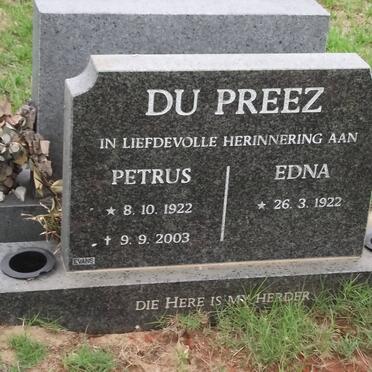 PREEZ Petrus, du 1922-2003 &amp; Edna 1922-