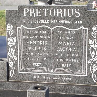 PRETORIUS Hendrik Petrus 1924-1991 &amp; Maria Jacoba 1928-2005