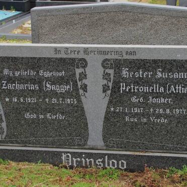 PRINSLOO Zacharias 1921-1975 &amp; Hester Susanna Petronella JONKER 1917-1977
