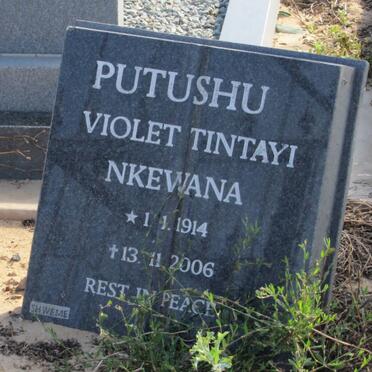 PUTUSHU Violet Tintayi Nkewana 1914-2006
