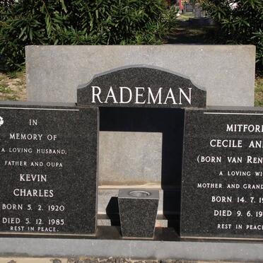 RADEMAN Kevin Charles 1920-1985 &amp; Mitford Cecile Anne VAN RENSBURG 1922-1981