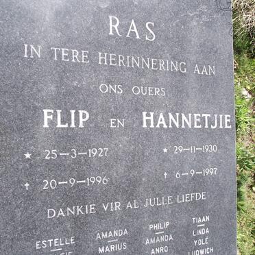 RAS Flip 1927-1996 &amp; Johanna Elizabeth 1930-1997