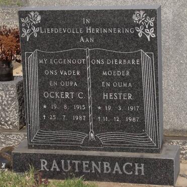 RAUTENBACH Ockert C. 1915-1987 &amp; Hester 1917-1987