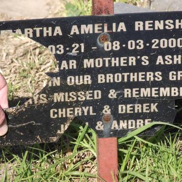 RENSHAW Martha Amelia 1921-2000