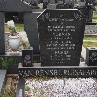 RENSBURG Norman, van 1924-1982 :: SAFARIK Ingrid B. 1949-1982