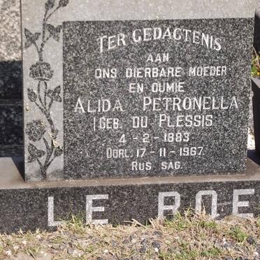 ROEX Alida Petronella, le nee DU PLESSIS 1883-1967