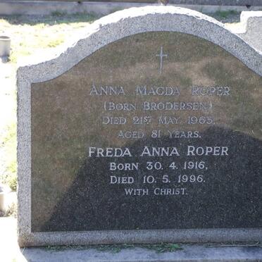 ROPER Anna Magda nee BRODERSEN -1963 :: ROPER Freda Anna 1916-1996