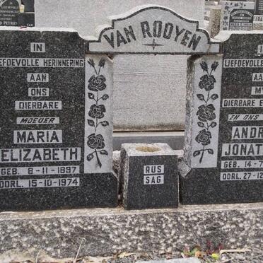 ROOYEN Andries Jonathan, van 1894-1961 &amp; Maria Elizabeth 1897-1974