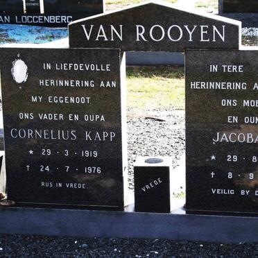 ROOYEN Cornelius Kapp, van 1919-1976 :: SNYGANS Jacoba E.J. formerly VAN ROOYEN 1929-1997