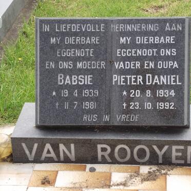 ROOYEN Pieter Daniel, van 1934-1992 &amp; G.E.M. 1939-1981