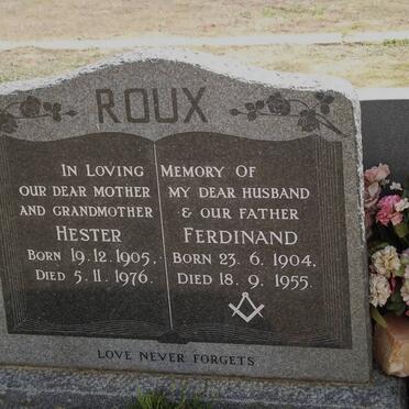 ROUX Ferdinand 1904-1955 &amp; Hester 1905-1976