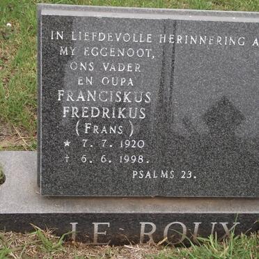 ROUX Franciskus Fredrikus, le 1920-1998