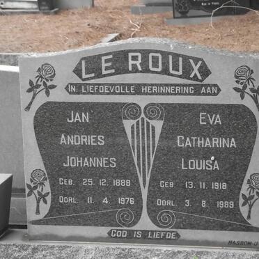 ROUX Jan Andries Johannes, le 1888-1976 &amp; Eva Catharina Louisa 1918-1989
