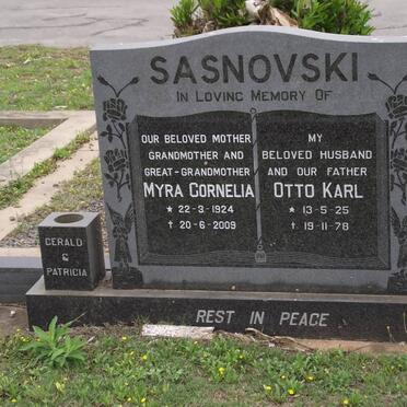 SASNOVSKI Myra Cornelia 1924-2009 &amp; Otto Karl 1925-1978