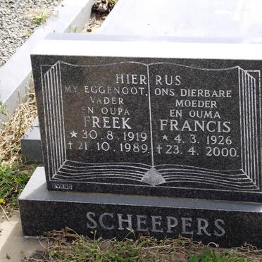 SCHEEPERS Friedrick J. 1919-1989 &amp; Francis 1926-2000