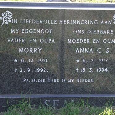 SEAL Morry 1921-1992 &amp; Anna C.S. 1917-1994