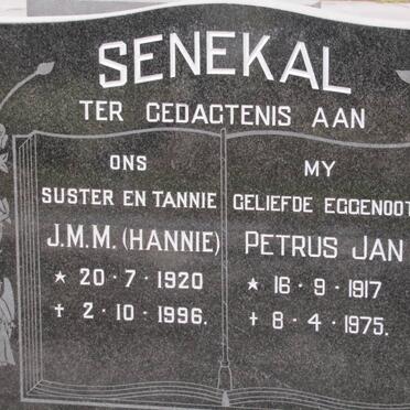 SENEKAL Petrus Jan 1917-1975 &amp; J.M.M. 1920-1996