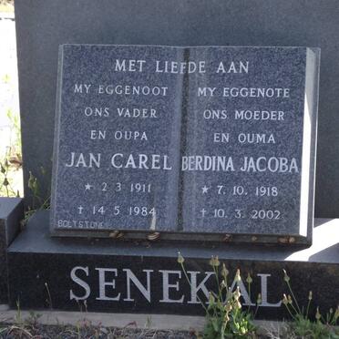 SENEKAL Jan Carel 1911-1984 &amp; Berdina Jacoba 1918-2002
