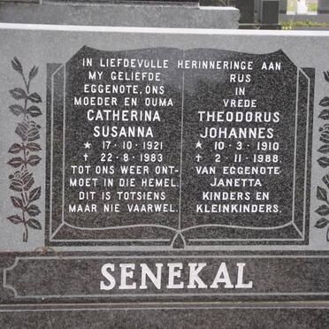 SENEKAL Theodorus Johannes 1910-1988 &amp; Catherina Susanna 1921-1983