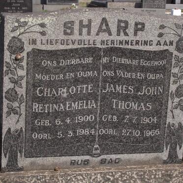 SHARP Charlotte Retina Emelia 1900-1984 &amp; James John Thomas 1904-1966