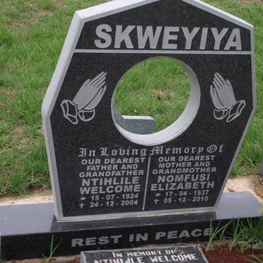 SKWEYIYA Ntihlile Welcome 1924-2004 &amp; Nomfusi Elizabeth 1937-2010