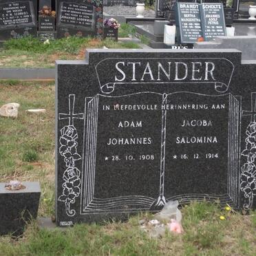 STANDER Adam Johannes 1908-2005 &amp; Jacoba Salomina 1914-2007