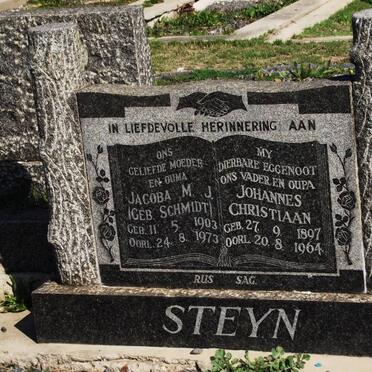 STEYN  Johannes Christiaan 1897-1964 &amp; Jacoba M.J. SCHMIDT 1903-1973