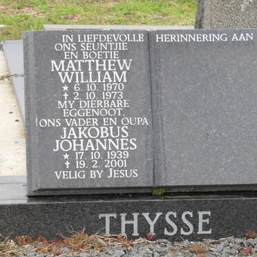 THYSSE Matthew William 1970-1973 :: THYSSE Jakobus Johannes 1939-2001