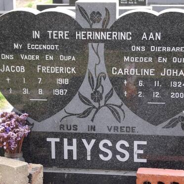 THUYSSE Jacob Frederick 1918-1987 &amp; Caroline Johanna 1924-2001