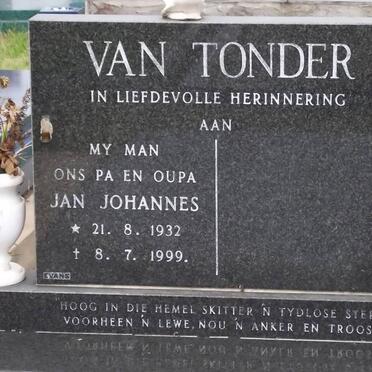 TONDER Jan Johannes, van 1932-1999