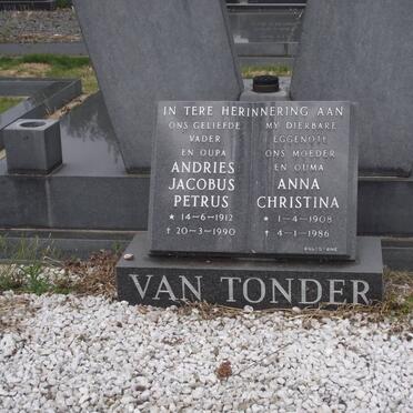 TONDER Andries Jacobus Petrus, an 1912-1990 &amp; Anna Christina 1908-1986