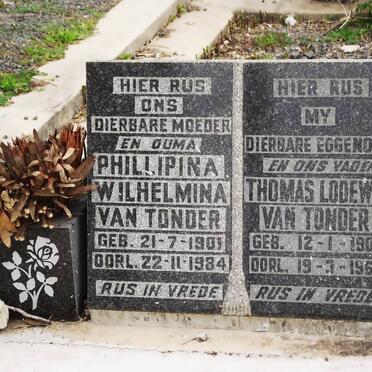TONDER Phillipina Wilhelmina, van 1901-1984 &amp; Thomas Lodewyk 1907-1961