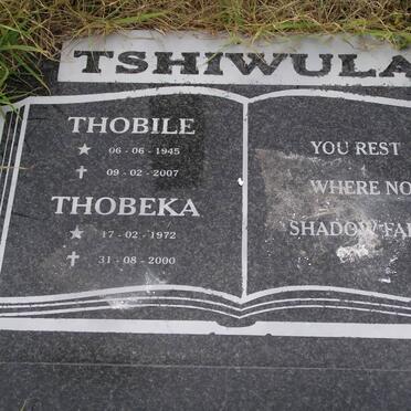 TSHIWULA Thobile 1945-2007 :: TSHIWULA Thobeka 1972-2000