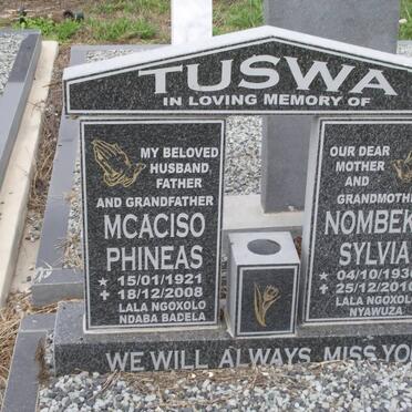 TUSWA Mcaciso Phineas 1921-2008 &amp; Nombeko Sylvia 1936-2010