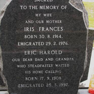 UPMAN Eric Harold 1908-1992 &amp; Iris Frances 1914-1976