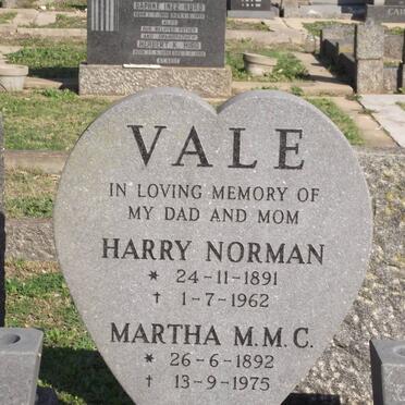 VALE Harry Norman 1891-1962 &amp; Martha M.M.C. 1892-1975