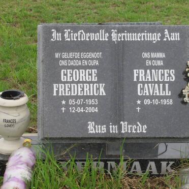 VERMAAK George Frederick 1953-2004 &amp; Frances Cavall 1958-