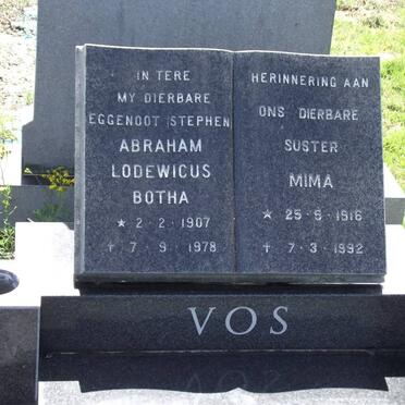 VOS Abraham Lodewicus Botha 1907-1978 &amp; Mima 1916-1992