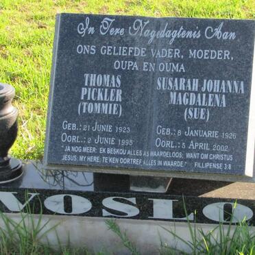 VOSLOO Thomas Pickler 1923-1995 &amp; Sarah Johanna Magdalena 1926-2002