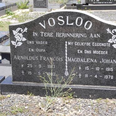 VOSLOO Arnoldus Francois 1917-1982 &amp; Magdalena Johanna 1915-1978