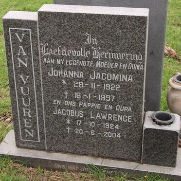 VUUREN Johanna Jacomina, van 1922-1997 &amp; Jacobus Lawrence 1924-2004